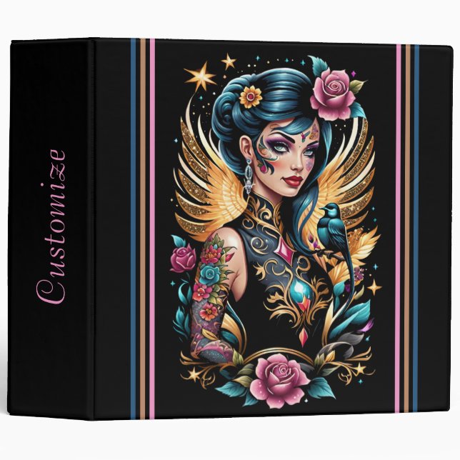 Tattoos And Roses 2 3 Ring Binder (Front/Spine)