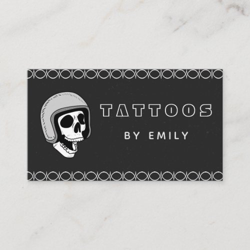 Tattoos By Your Name Funky Skull in Helmet Graphic Business Card