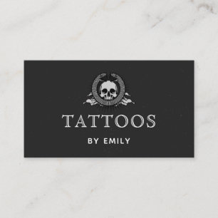 Tattoos By Your Name Simple Black & White Gothic Business Card