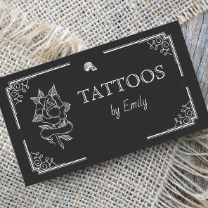 Tattoos By Your Name Simple Black & White Modern   Business Card