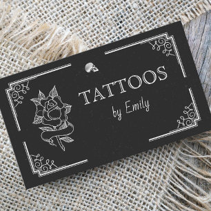 Tattoos By Your Name Simple Black & White Modern Business Card