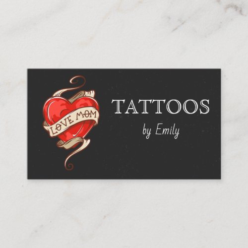 Tattoos By Your Name Simple Minimal Grungy  Business Card