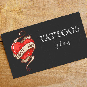 Tattoos By Your Name Simple Minimal Grungy Business Card