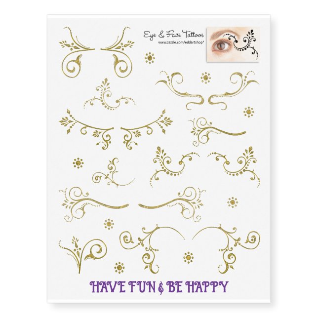 Tattoos for Face & Eyes - gold 1 (Front)