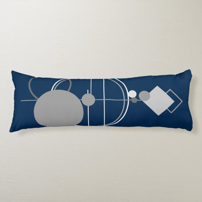 Tattoos Line Art | Abstract Navy Blue Dark Gray Body Pillow (Front)