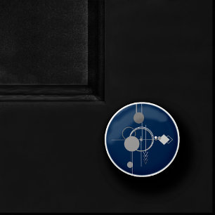 Tattoos Line Art   Abstract Navy Blue Dark Gray Ceramic Knob