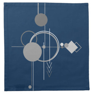 Tattoos Line Art Abstract Navy Blue Dark Gray Cloth Napkin