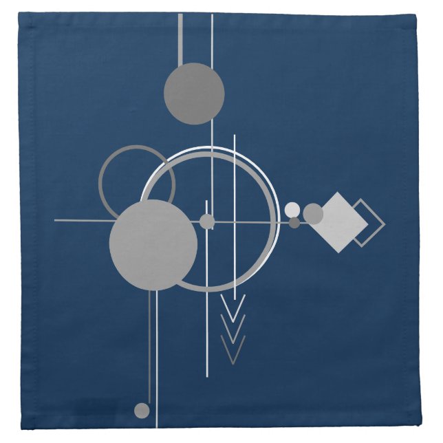 Tattoos Line Art | Abstract Navy Blue Dark Gray Cloth Napkin (Front)