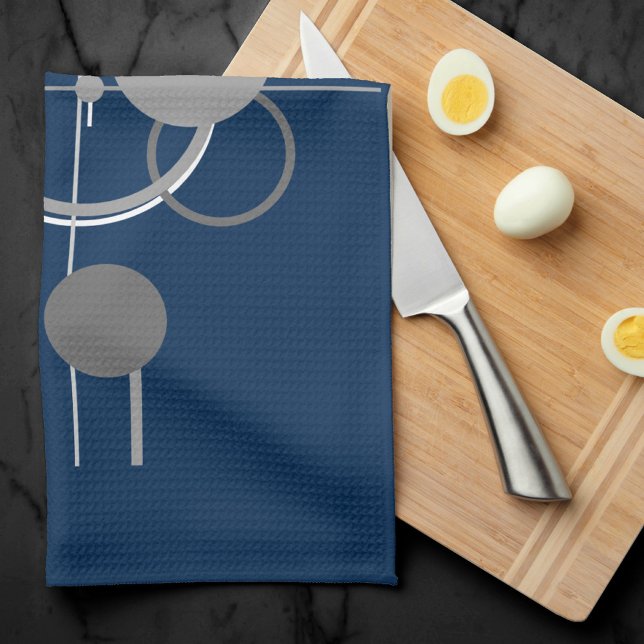 Tattoos Line Art | Abstract Navy Blue Dark Gray Kitchen Towel (Creator Uploaded)