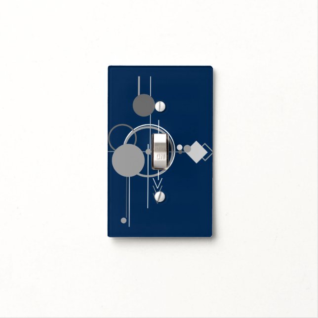 Tattoos Line Art | Abstract Navy Blue Dark Gray Light Switch Cover (In Situ)