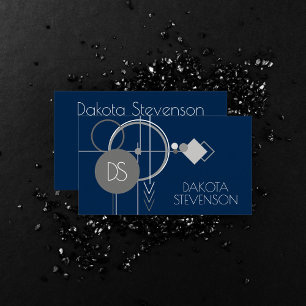 Tattoos Line Art Abstract Navy Blue Gray Custom Calling Card