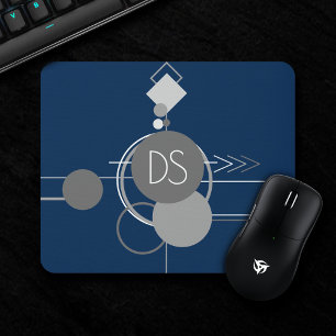 Tattoos Line Art Abstract Navy Blue Gray Custom Mouse Pad
