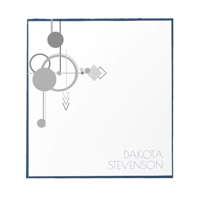 Tattoos Line Art | Navy Blue Gray Custom Branding Notepad (Front)