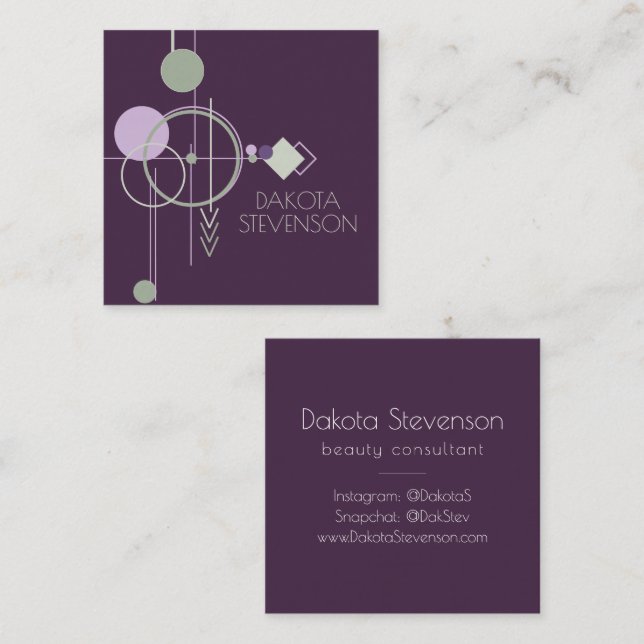Tattoos Linework | Bohemian Purple Green Abstract Calling Card (Front/Back)