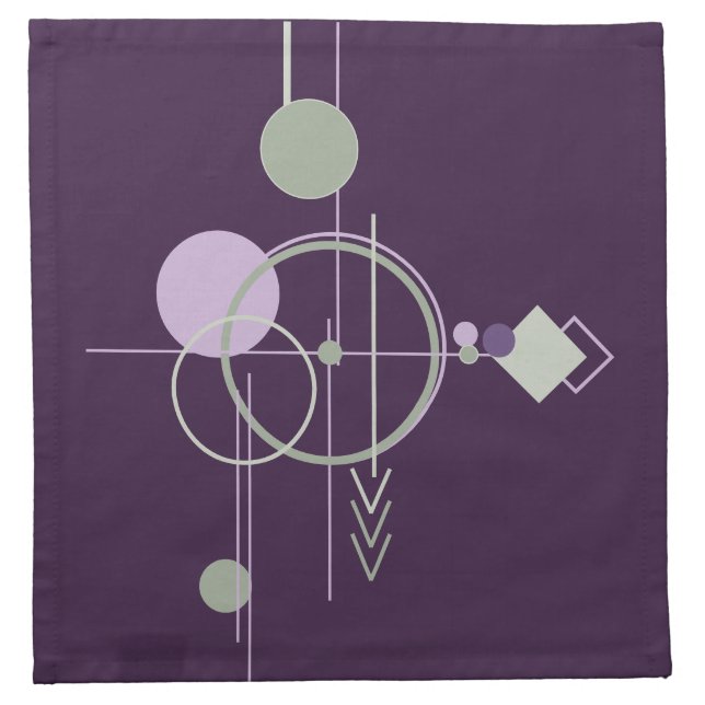 Tattoos Linework | Bohemian Purple Green Abstract Cloth Napkin (Front)