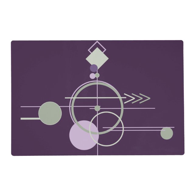 Tattoos Linework | Bohemian Purple Green Abstract Placemat (Front)