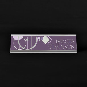 Tattoos Linework   Bohemian Purple Green Branding Desk Name Plate