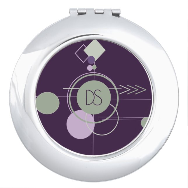 Tattoos Linework | Bohemian Purple Green Custom Compact Mirror (Front)
