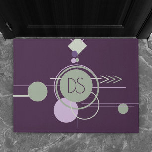 Tattoos Linework   Bohemian Purple Green Custom Doormat