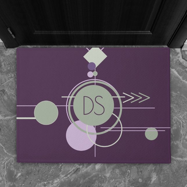 Tattoos Linework | Bohemian Purple Green Custom Doormat (Creator Uploaded)