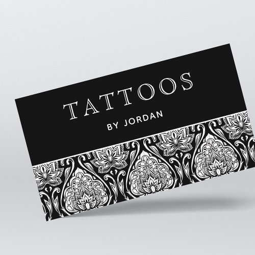 Tattoos Master Artist Name Salon Shop Black White Business Card