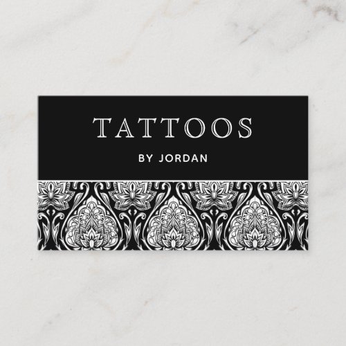 Tattoos Master Artist Name Salon Shop Black White Business Card