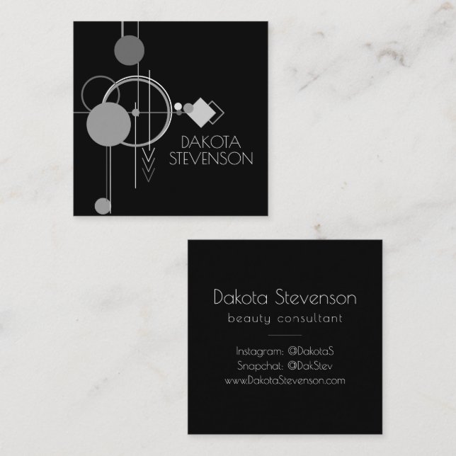 Tattoos Modern Art Deco | Black and Gray Branding Calling Card (Front/Back)