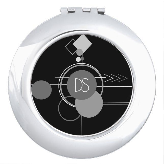 Tattoos Modern Art Deco | Black and Gray Branding Compact Mirror (Front)