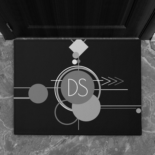 Tattoos Modern Art Deco | Black and Gray Custom Doormat (Creator Uploaded)