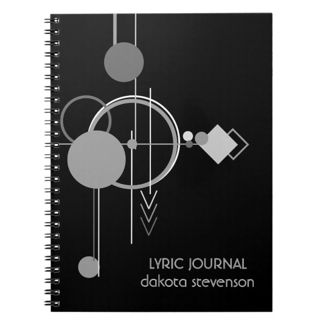 Tattoos Modern Art Deco | Black and Gray Lyrics Notebook (Front)