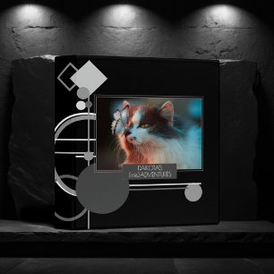 Tattoos Modern Art Deco Black Gray Pet Album 3 Ring Binder