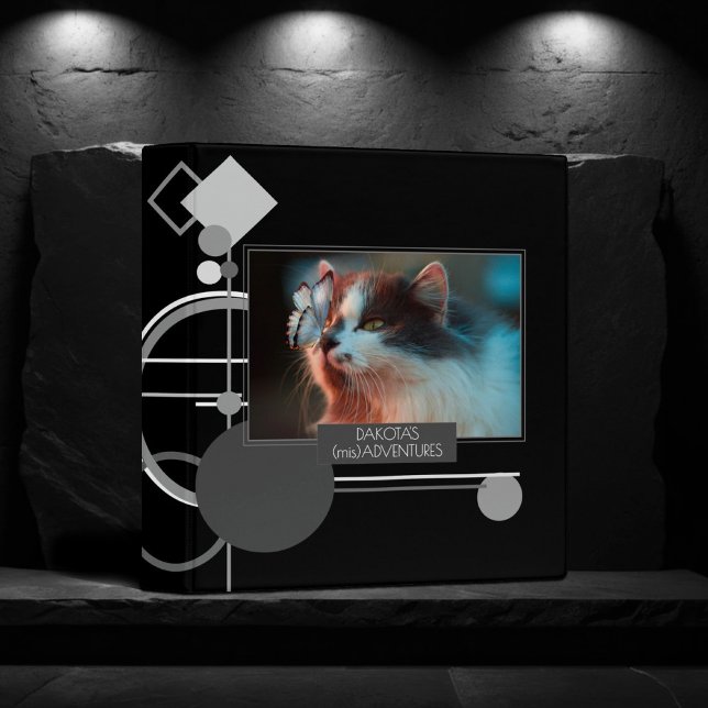 Tattoos Modern Art Deco | Black Gray Pet Album 3 Ring Binder (Creator Uploaded)