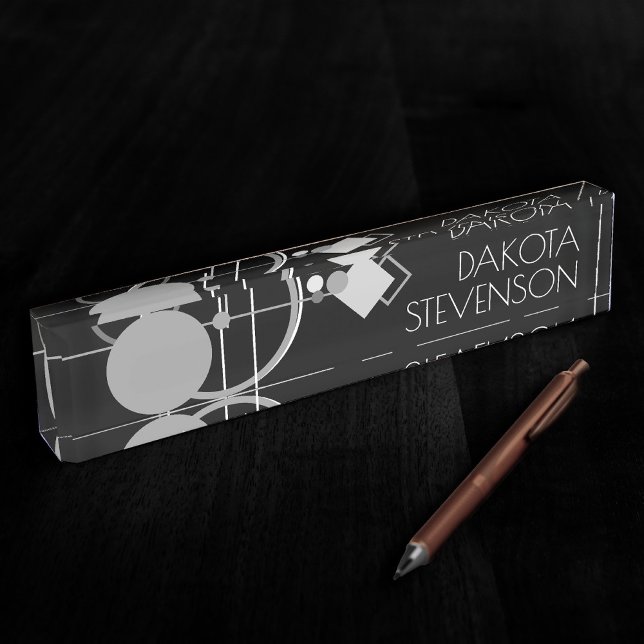 Tattoos Modern Art Deco | Monochrome Branding Desk Name Plate (Creator Uploaded)