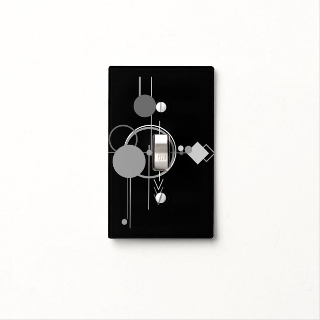 Tattoos Modern Art Deco | Monochrome Minimalism Light Switch Cover (In Situ)