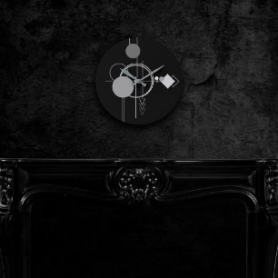 Tattoos Modern Art Deco Monochrome Minimalism Round Clock