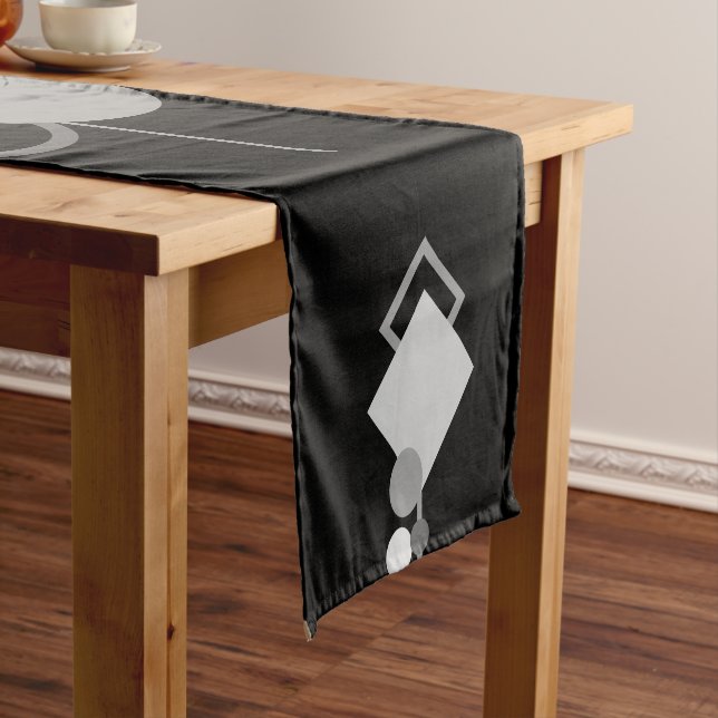 Tattoos Modern Art Deco | Monochrome Minimalism Short Table Runner (In Situ)