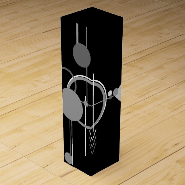 Tattoos Modern Art Deco | Monochrome Minimalism Wine Box (Front)