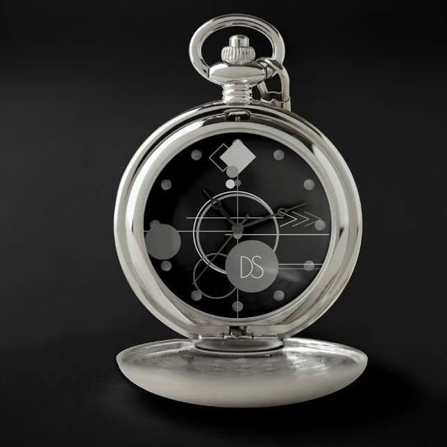 Tattoos Modern Art Deco | Monochrome Simple Custom Pocket Watch (Creator Uploaded)