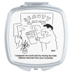 Tattoos Removal at Beauty Salon Theme. Funny Compact Mirror