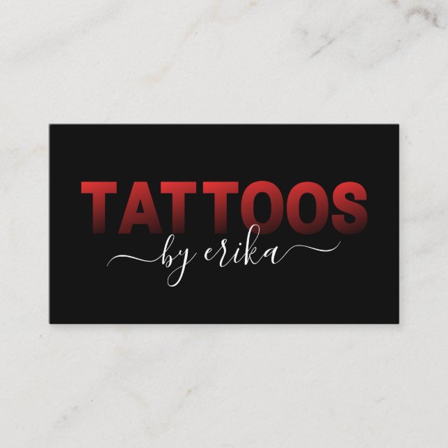 Tattoos Tattoo Artist Red Typography Social Media Business Card (Front)