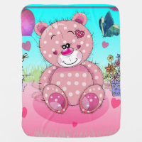 tatty teddy and i love unicorns design baby blanket