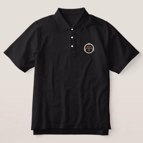 Tau cross and franciscan rope embroidered polo shirt