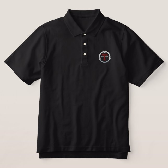 Tau cross and franciscan rope embroidered polo shirt (Design Front)