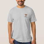 Tau cross T-shirt<br><div class="desc">with franciscan greetings: "Pace e Bene", peace and all good. Tau con il saluto francescano di Pace e Bene</div>