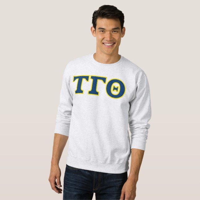 Tau Gamma Theta Grey Sweatshirt - Colored Letters (Front Full)