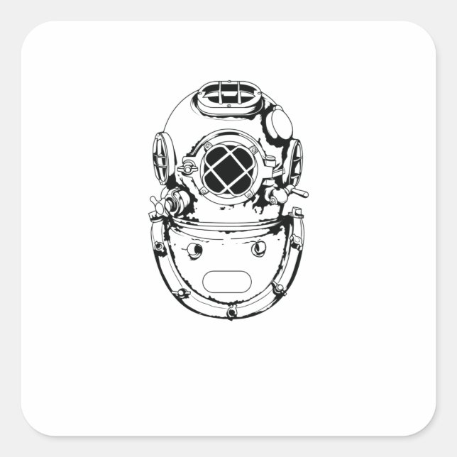 Taucherhelm für die Tiefsee Square Sticker (Front)