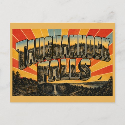 Taughannock Falls New York Gorge Waterfall Art Postcard