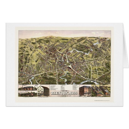 Taunton, MA Panoramic Map - 1875 Cards (Front Horizontal)