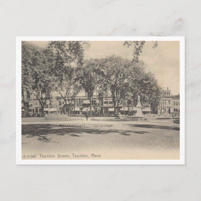 Taunton MA, The Green, 1915 Postcard (Front)
