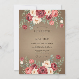 Taupe Alluring Autumnal Wedding Invitation